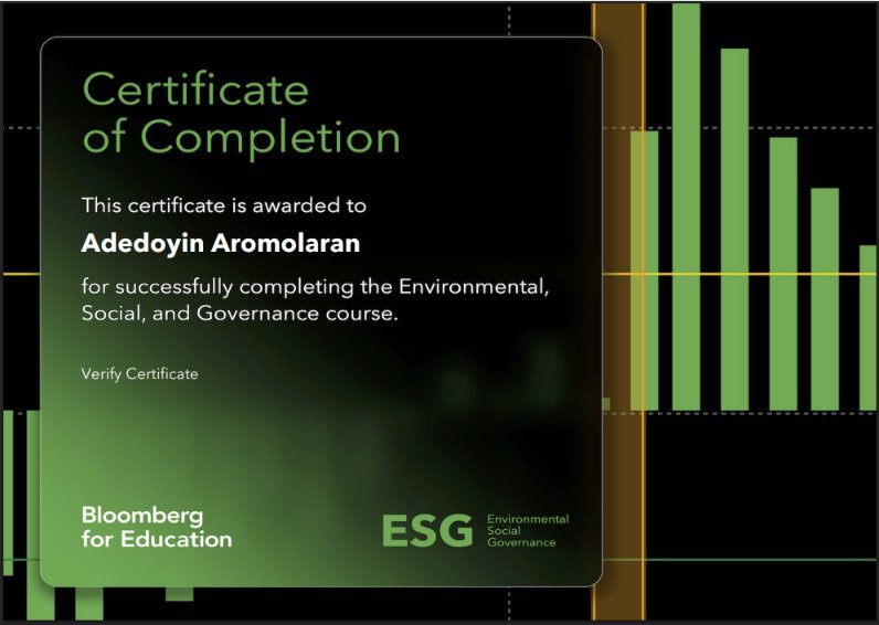 Bloomberg Environmental, Social and Governance certificate